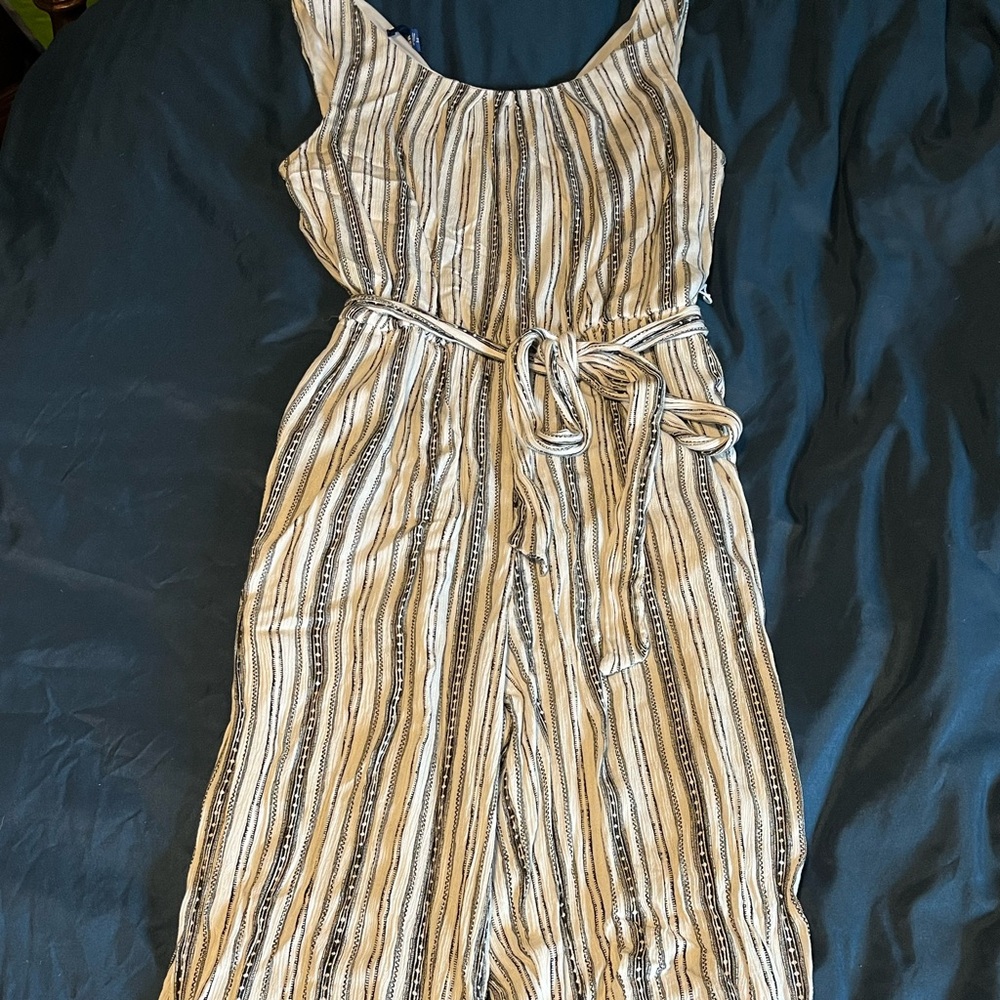 Apt. 9 White and Black Striped Jumpsuit